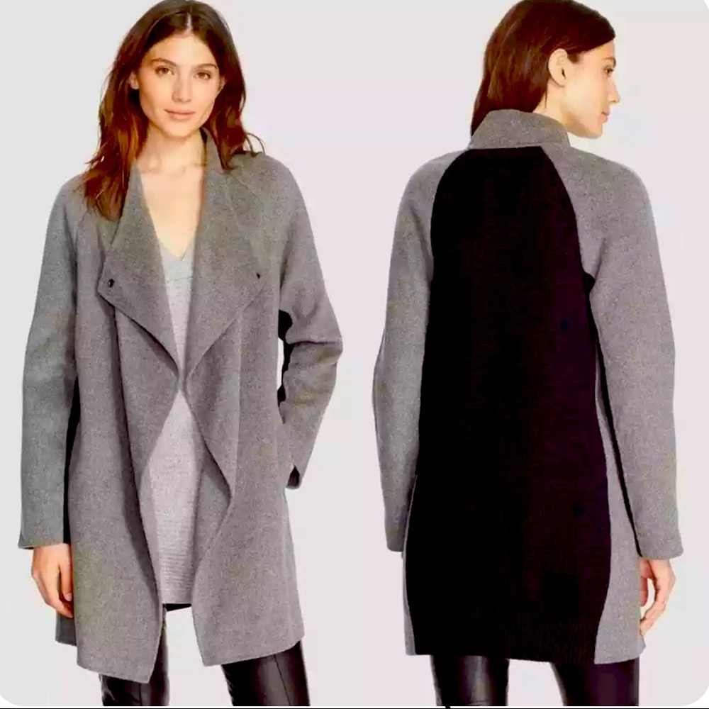 Vince Wool Blend Two-tone Sweater Back Coat